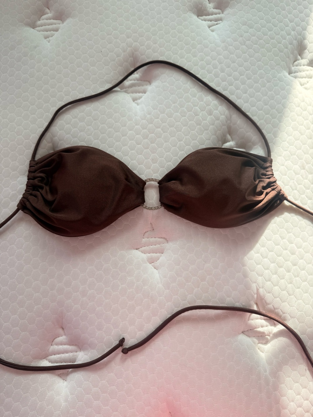 Brown Bikini Top with Decorative Ring - Picture 3 of 3